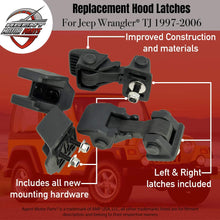 Load image into Gallery viewer, Hood Latches - Set of 2 - Replaces# 55176636AD, 68038118AA, 42422 - Fits Jeep Wrangler TJ