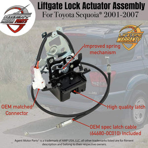 Integrated Rear Liftgate Lock Actuator with Cable - Replaces# 69301-0C010 64680-0C010 931-861 - Fits Toyota Sequoia