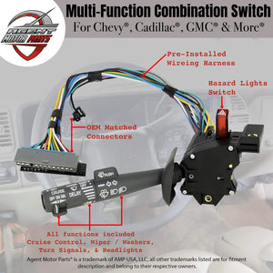 Multi-Function Combination Column Blinker Switch - Replaces# 2330814, 26100985, 26036312 - Fits Cadillac, Chevy, GMC Trucks and SUVs