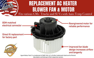 AC HVAC Heater Blower Motor - Replaces# 15-81683, 22741027, 20760618, 700164 -Fits Chevy, GMC, Hummer