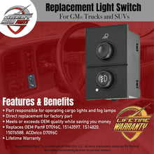 Load image into Gallery viewer, Cargo Fog Lamp Switch - Replaces# D7096C, 15143597, 1S14820. 15076588 - Fits Cadillac, Chevy, GMC
