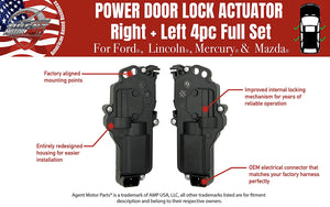 Power Door Lock Actuator - Set of 4 - Replaces# 6L3Z25218A43AA, 6L3Z25218A42AA - Fits Ford Vehicles