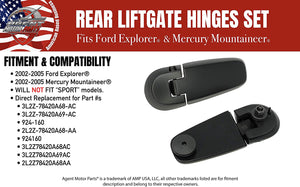 Rear Window Hinge Set - Fits Ford Explorer and Mercury Mountaineer 2002 - 2005 - Replaces 3L2Z-78420A68-AC, 3L2Z-78420A69-AC, 924-160